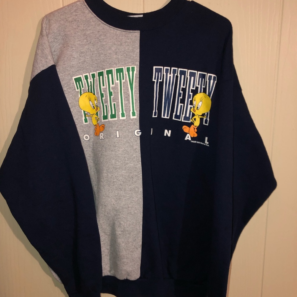 Colorblock Vintage Tweety Bird Crewneck.
